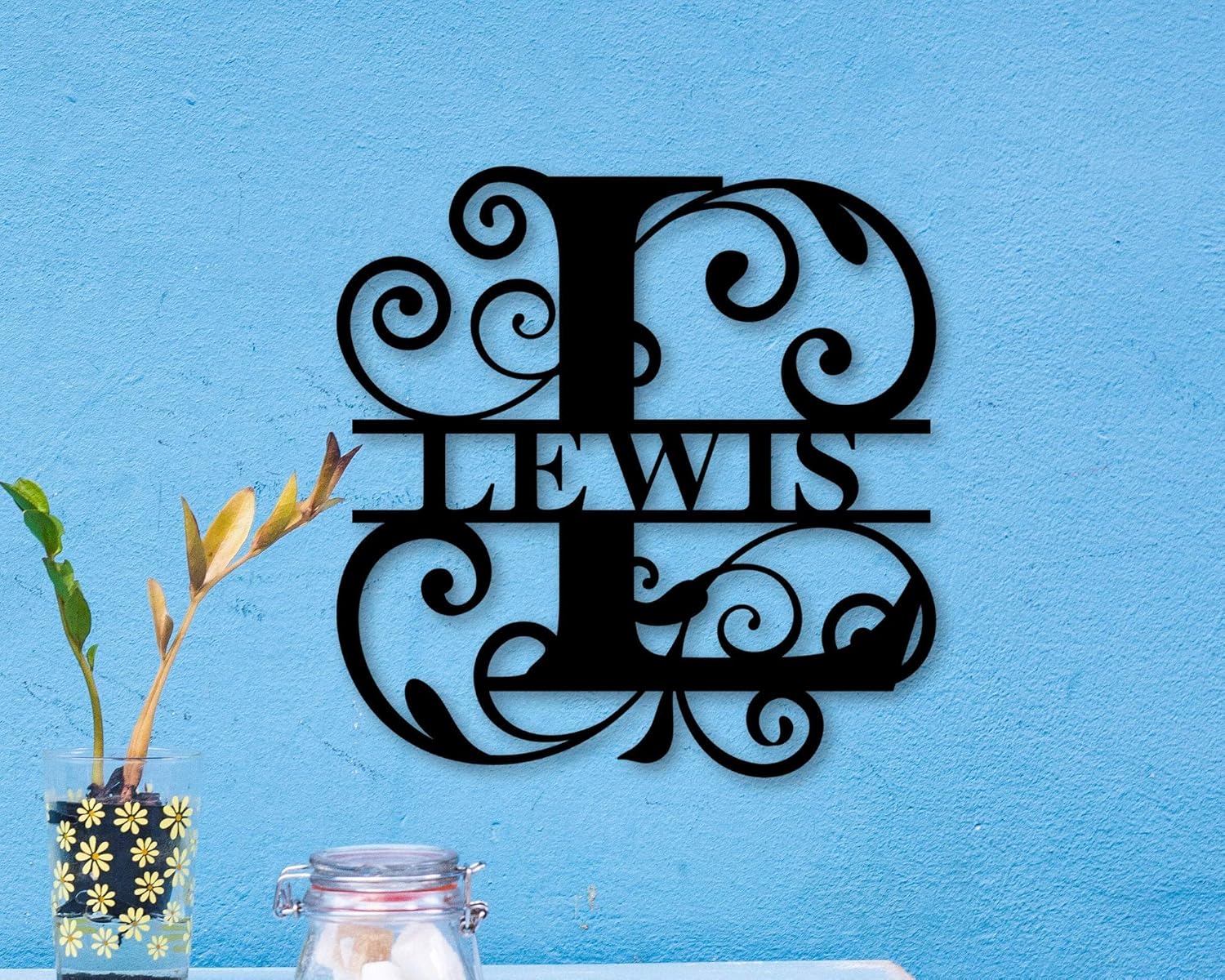 EricauBird Decorative Split Monogram Metal Family Name Sign Home Metal Wall Art Decorative Sign Indoor Or Outdoor Cutout Metal Sign for Living Room Door Birthday Housewarming Gift