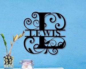EricauBird Decorative Split Monogram Metal Family Name Sign Home Metal Wall Art Decorative Sign Indoor Or Outdoor Cutout Metal Sign for Living Room Door Birthday Housewarming Gift
