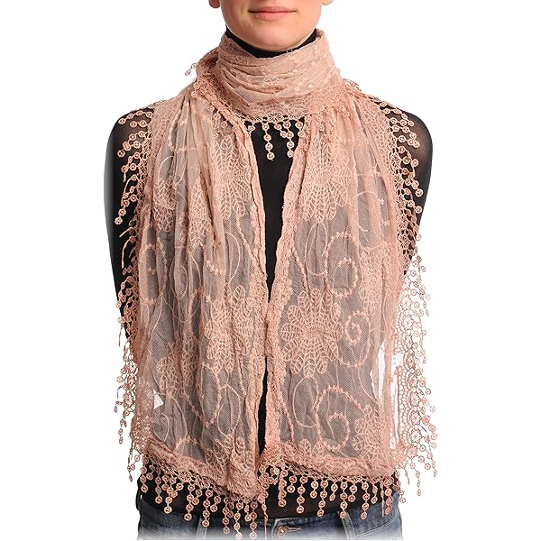 White Vintage Lace With Flowers - White Designer Scarf at