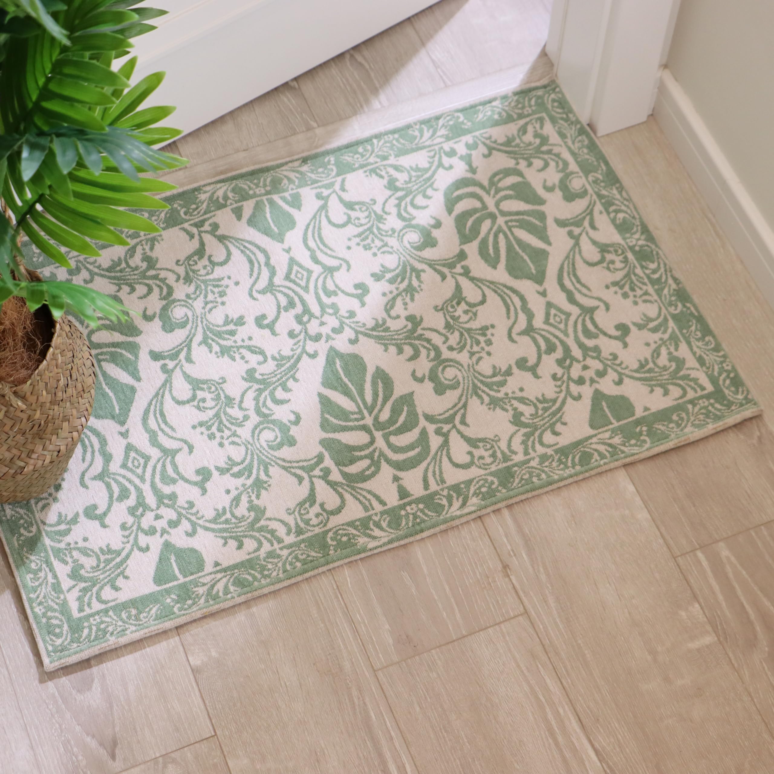 AMIDA Original Indoor Doormat, Durable Absorbent Door Mats Indoor Rug, Machine Washable Low-Profile Inside Door Mat for Entryway(60x90cm,Green)