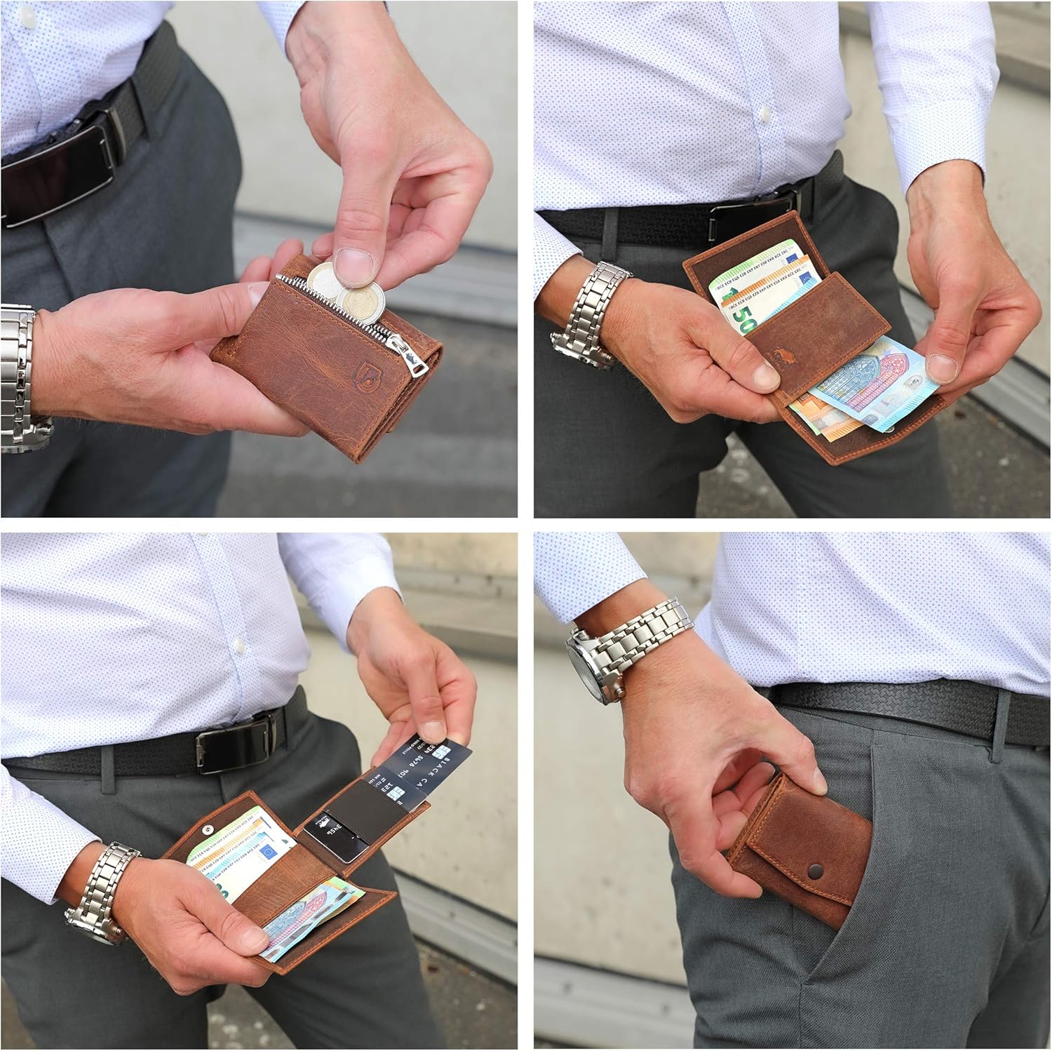 Solo Pelle Lean, gesichertes Kartenetui mit Münzfach aus Premium Rindsleder!