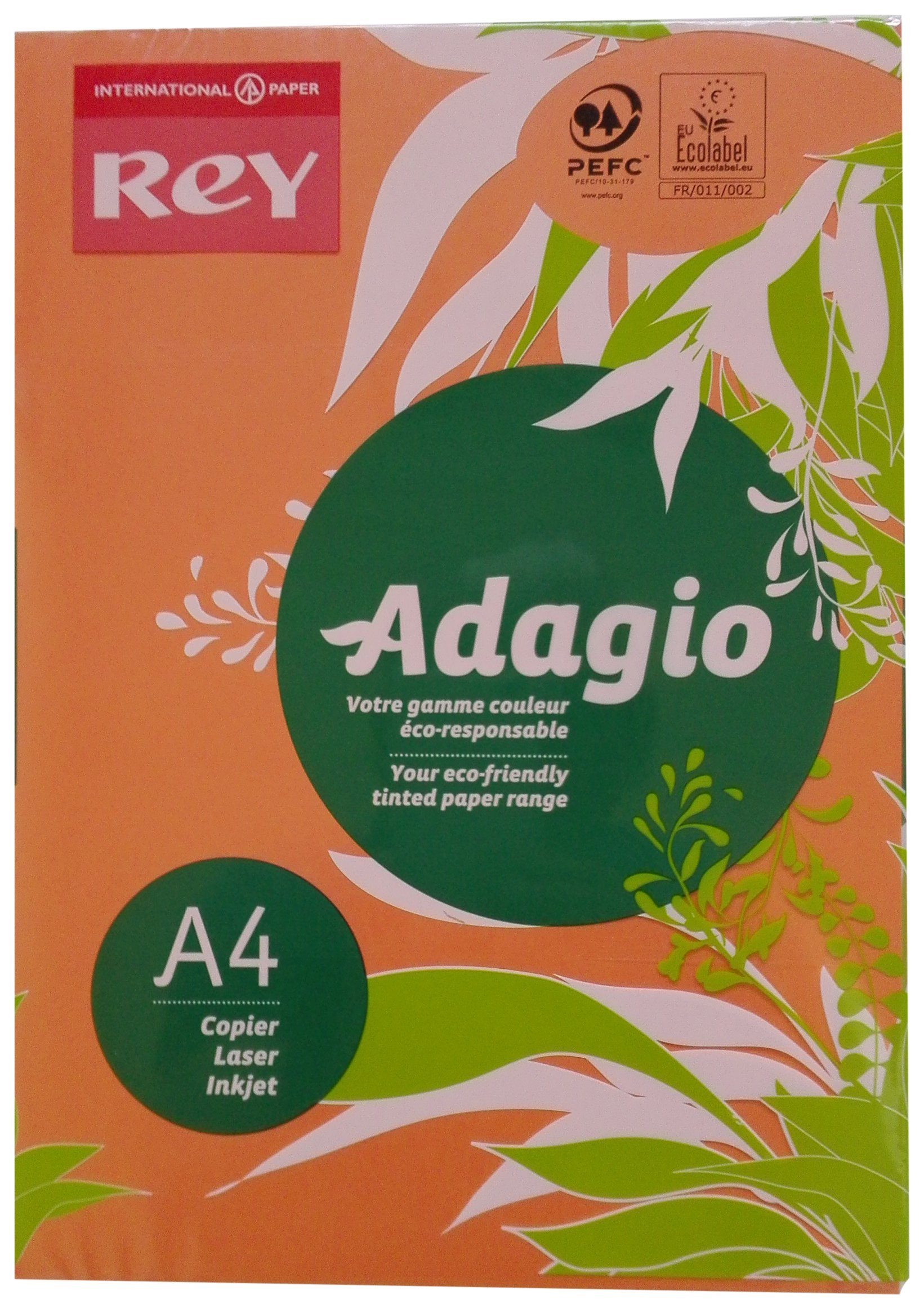 Adagio 30216 A4 80 gsm Rey Paper - Deep Orange (Pack of 500 Sheets)