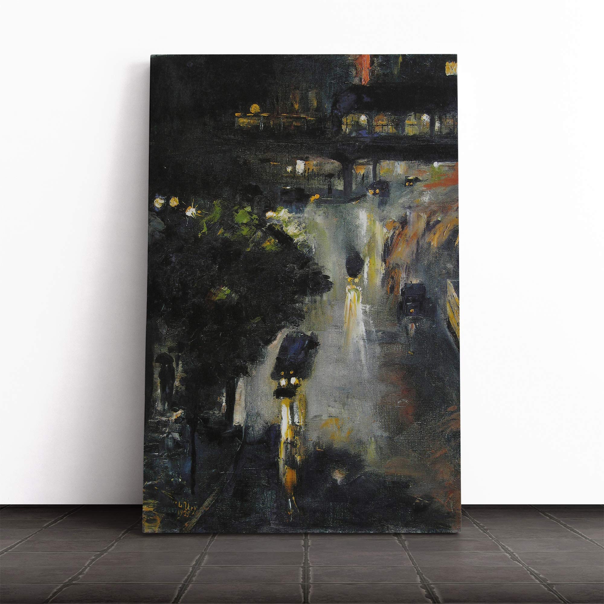 Lesser URY Nollendorfplatz at Night Canvas Print | Gallery Wrapped 30mm Frame Wall Art | 20x14 inches | Ready to Hang | Modern Picture | Living Room Bedroom Lounge Office