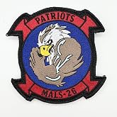 MALS-26 Patriots Embroidered Patch, 4 Inch | Hook and Loop