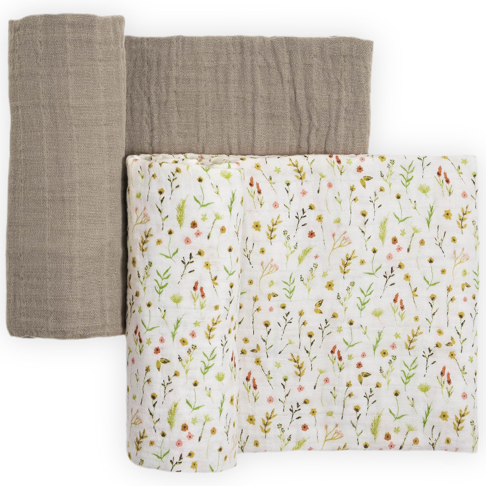 Photo 1 of Little Unicorn 100% Natural Organic Cotton Muslin Swaddle Blanket 2 Pack | Giftable Set of 2 swaddles (Floral Field)