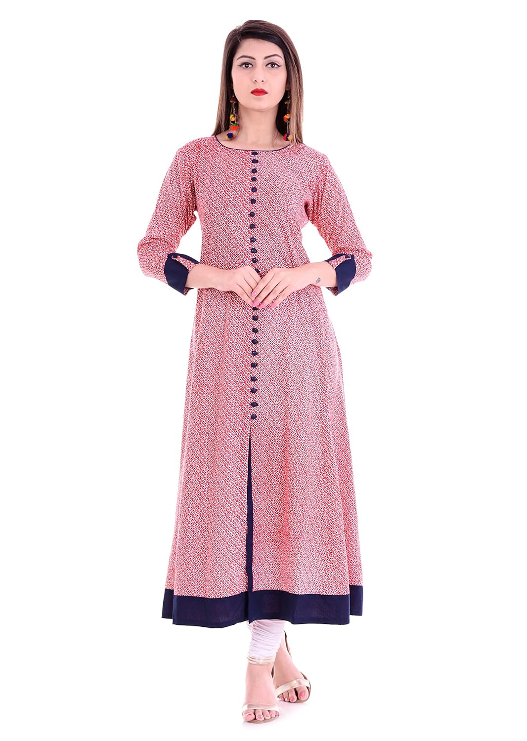 yash gallery women's rayon anarkali printed kurti(pink)