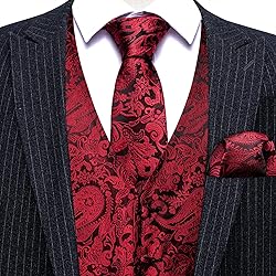 Barry.Wang Mens Suit Vest Paisley/Flower Silk