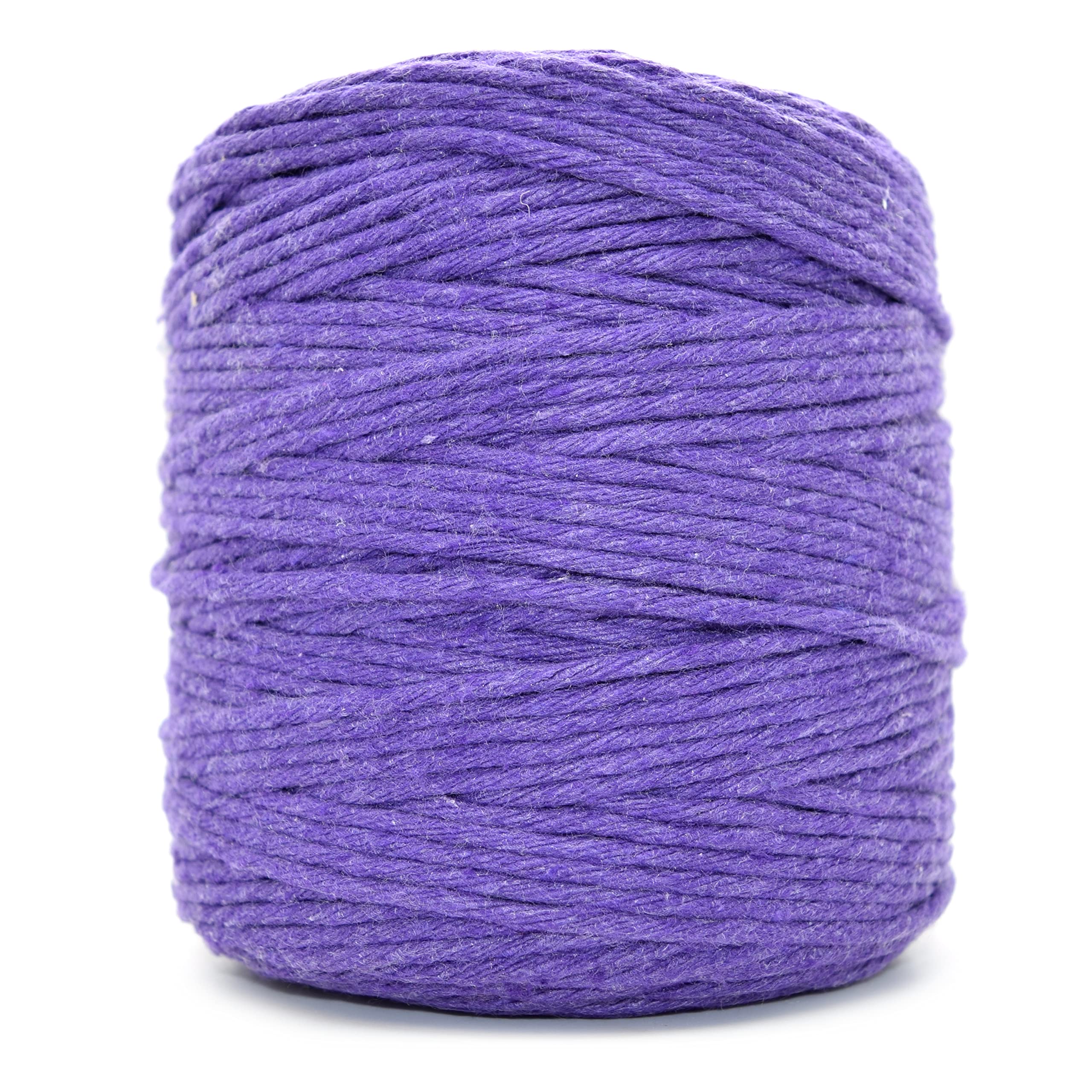 Premium Purple Macrame Cord, 100 m / 328 ft of 5 mm Thick Natural Cotton Thread Yarn Macrame Rope for Wall Hangings, Plant Hangers, DIY Crafts, Home Decorations, Gift Wrapping (Reel)