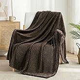 Exclusivo Mezcla Fleece Throw Blanket Extra Large, Super Soft and Warm Blankets for Couch, Sofa and Bed Waffle Textured, Cozy, Fuzzy and Lightweight (Coffee, 50x70 Inches)