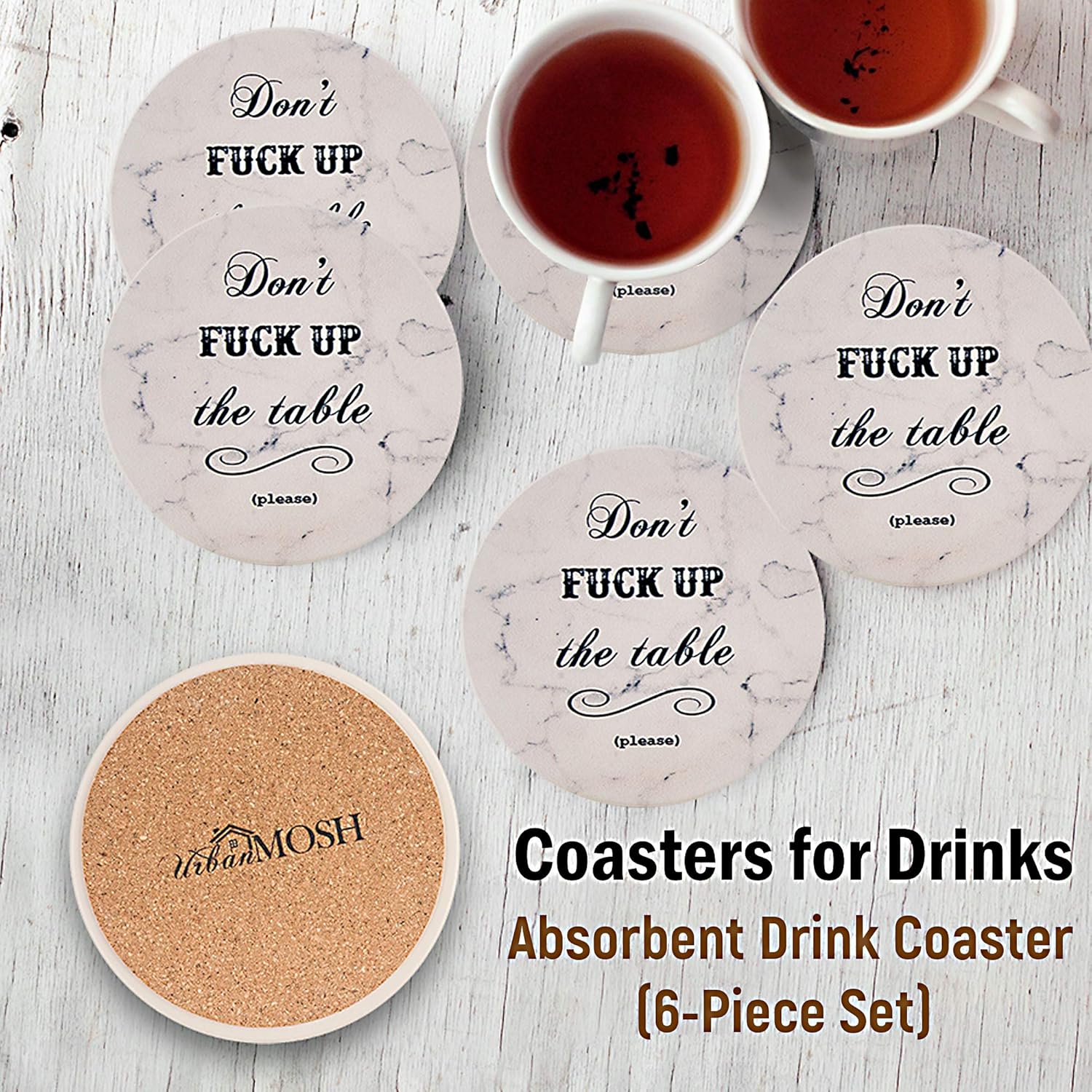 Coasters for Drinks Absorbent Drink Coaster (6Piece Set