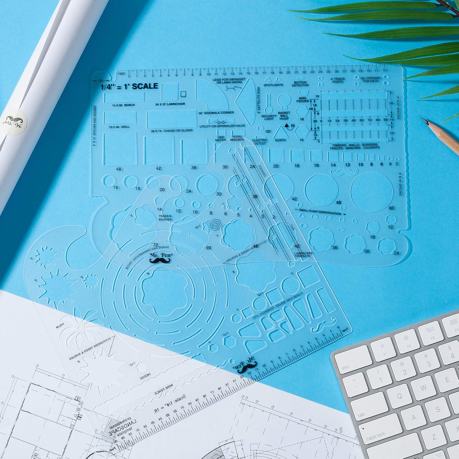 Mr. Pen- Landscape Templates, Architectural Templates, Drafting Tools, Landscaping Tools, Landscape Design Template, Drawing Template, Template Architecture, Drafting Ruler Shapes, Drawing Stencils: Arts, Crafts & Sewing