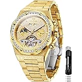 OLEVS Automatic Watch for Men Self-Winding Diamond Waterproof Stainless Steel Wrist Watches Tourbillon Skeleton Mechanical