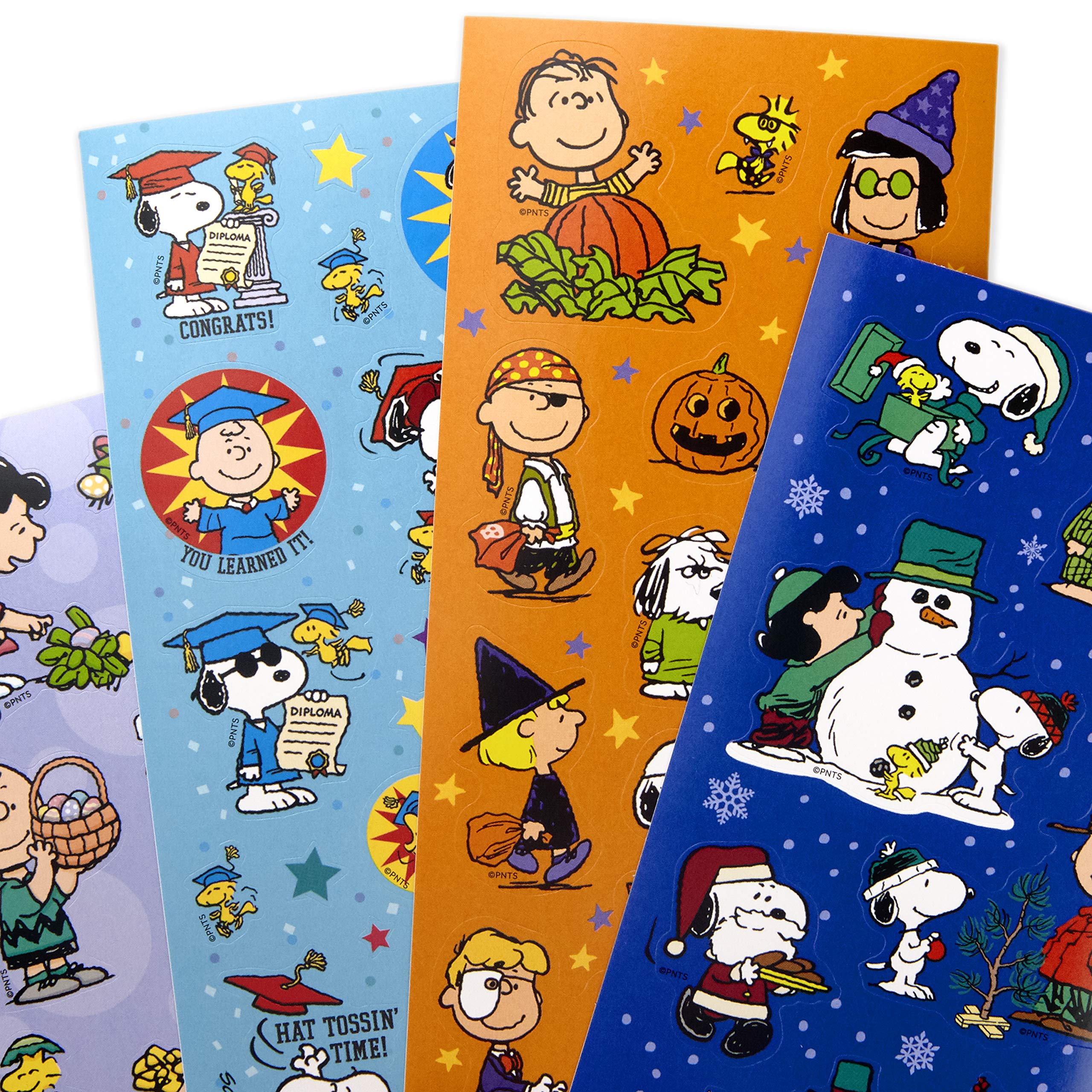 Hallmark Peanuts Stickers for Kids (Pack of 237 Stickers, 12 Sheets) for Easter, Back to School, Halloween, Holiday and More