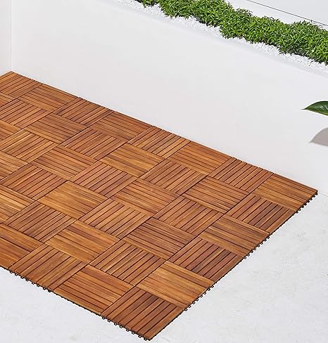 Amazon Com Vifah V355 8 Slat Acacia Hardwood Interlocking Deck