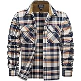 Cotrasen Mens Flannel Shirts Cotton Long Sleeve Plaid Shirts Button Down Casual Lightweight Shirts with 2 Pockets