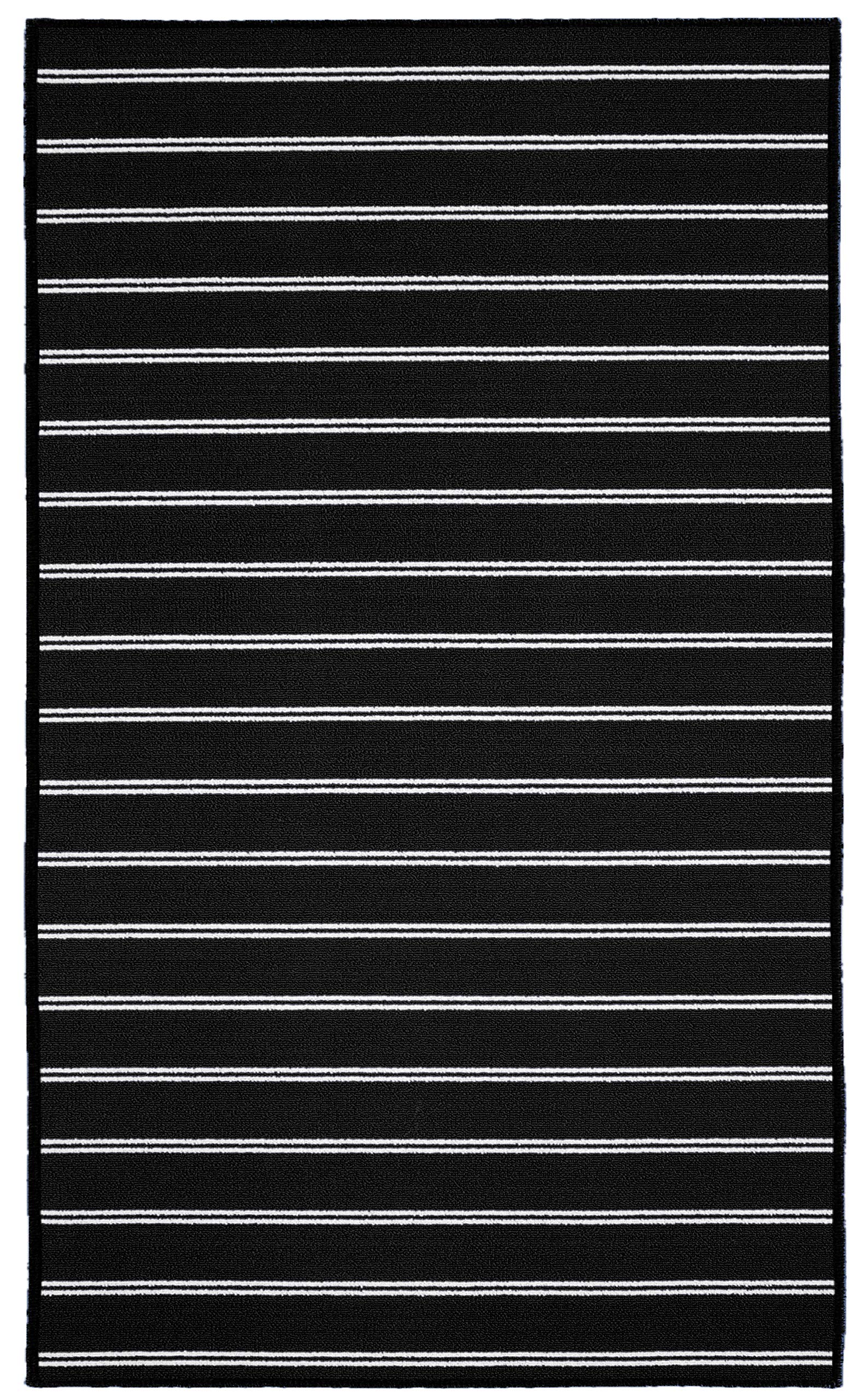 Photo 1 of Garland Rug Avery Striped Black/ White 4 Ft X 6 Ft Rug Non-Slip, Soft, Stain-Resistant Ideal For Living Rooms & Hallways, Stylish & Durable For High-Traffic Areas