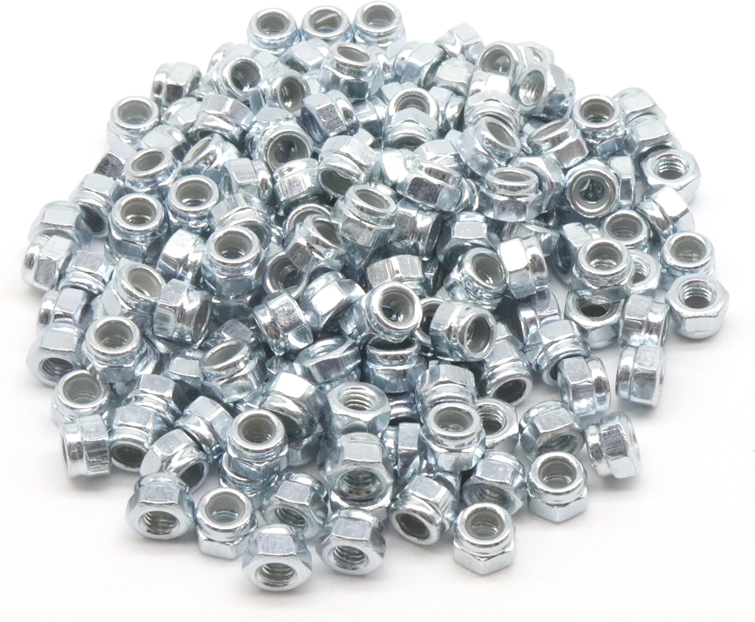 200Pcs M3x0.5mm Self-Locking Nylon Inserted Hex Lock Nuts Zinc Plated