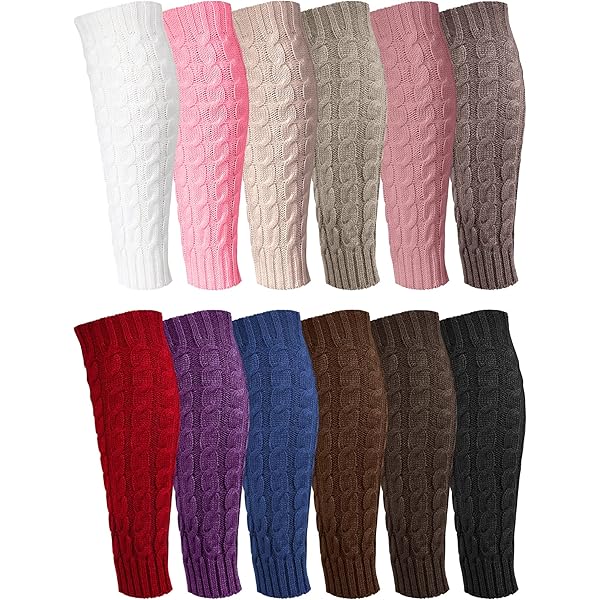 Winter Knit Crochet Women Girls Knee High Leg Warmers Chunky Cable Boot Cuffs Knit Socks Ankle