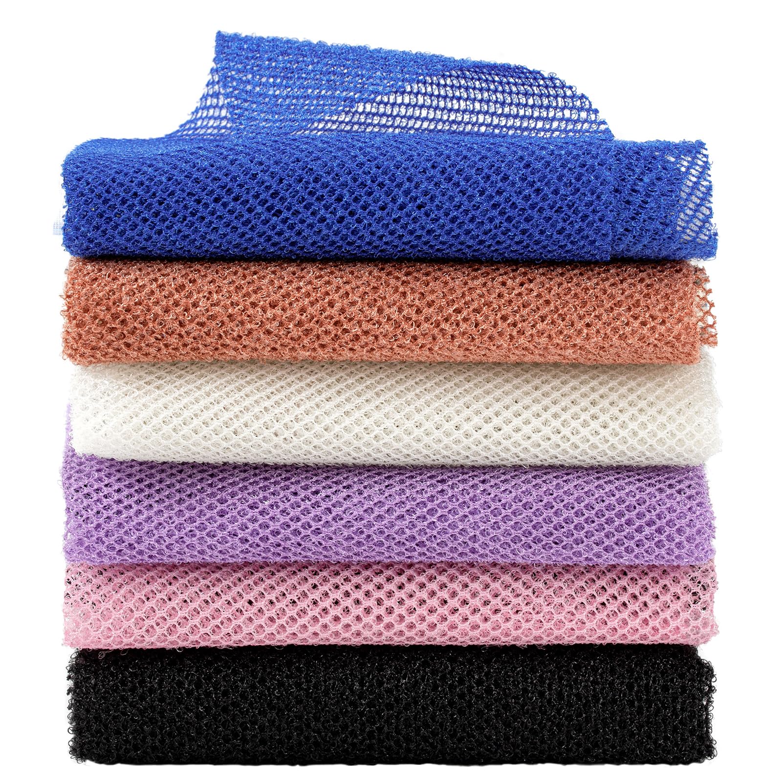 6 Pcs African Net Sponge, African Exfoliating Net Cloth, 31.5 Inch Exfoliating Sponge for Body, Nylon Back Scrubber Bathing Sponge Towel, Deep Cleaning African Wash Net Cloth for Shower Daily Use