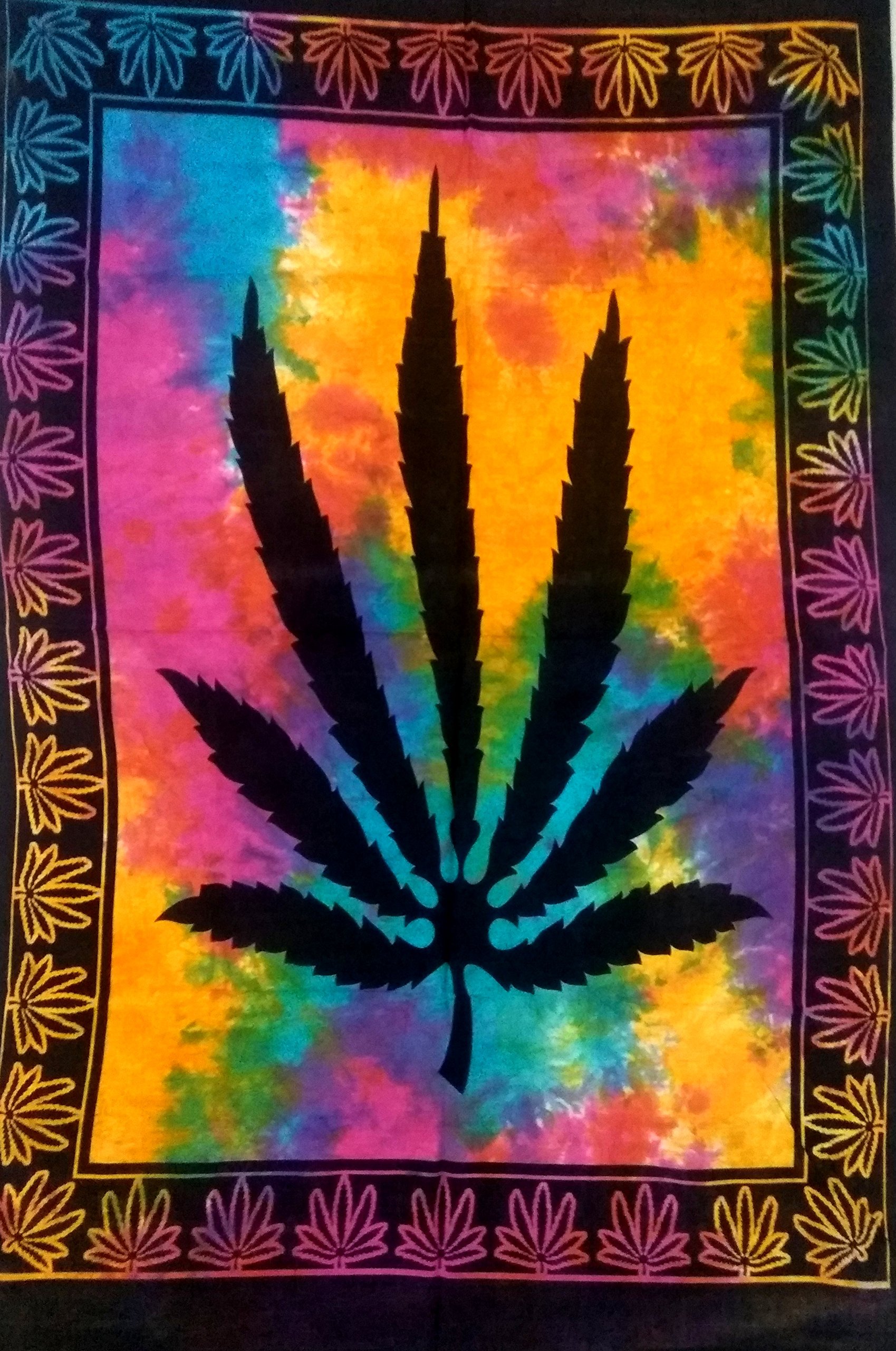 ICC Weed Tapestry Wall Hanging Marijuana Cannabis leaf Poster Hippie Decor Pot Flag Dorm Collage Color Me Weed Bohemian psychedelic Small Hippie Rasta Ganja Tapestries 30 x 40 inches Multi Color
