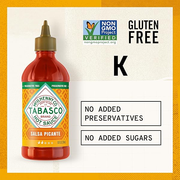 TABASCO BRAND SALSA PICANTE, VIBRANT & MILD HOT SAUCE, EASY-TO-SQUEEZE BOTTLE, THICKER MEXICAN STYLE WITH AUTHENTIC PEPPERS, GARLIC & SPICES, GREAT ON TACOS & MORE, 8.6 FL OZ (PACK OF 1)