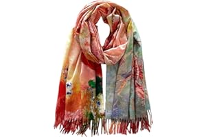 VENVSBEE Reversible Soft Cashmere Feel Scarf Large Shawl Wrap Double-side Art Print Warm Pashmina Klimt Van Gogh Gifts