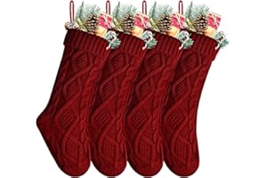 Kunyida 18" 4PCS Unique Burgundy Knit Christmas Stockings,Style2