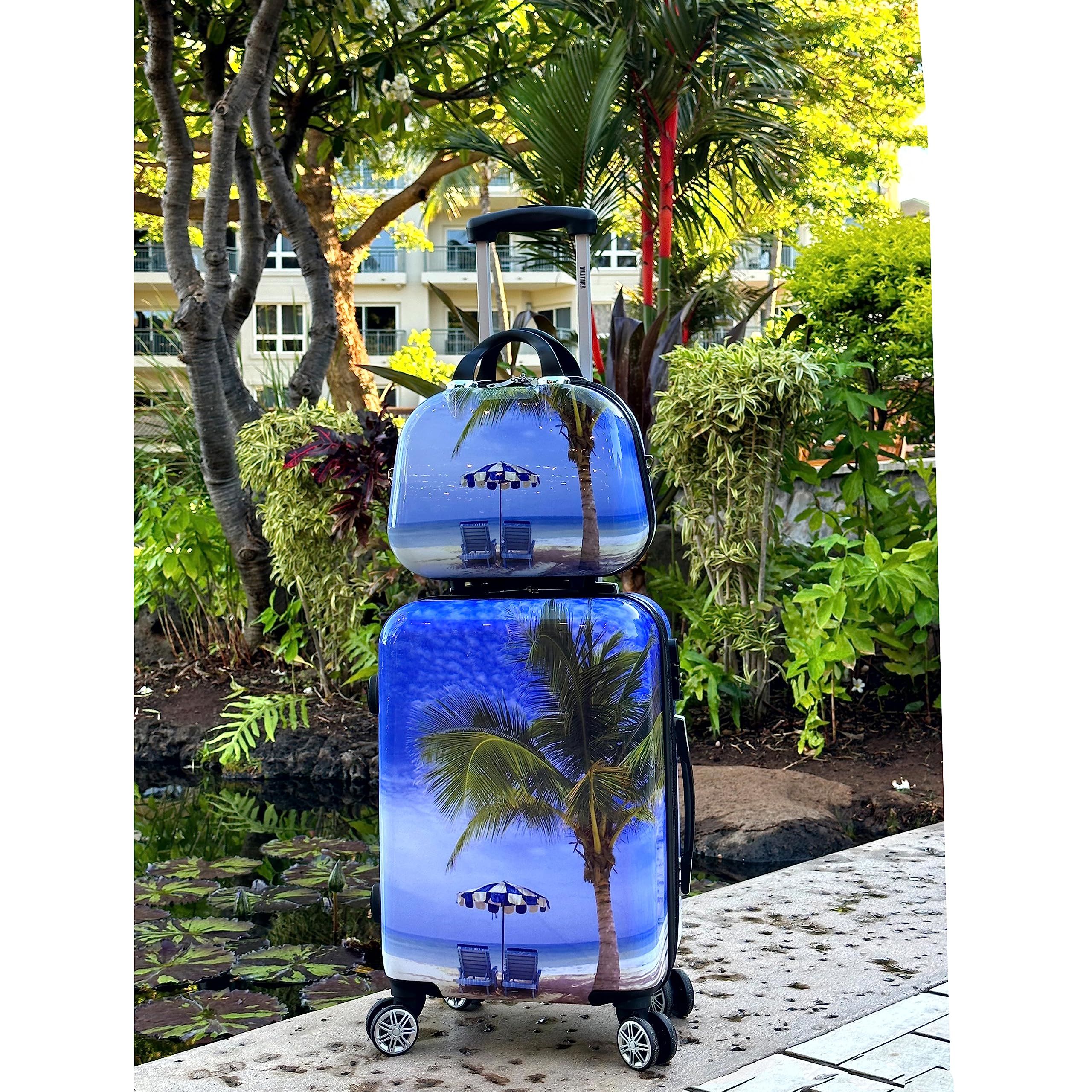 World Traveler Palm Tree Hardside 2-Piece Carry-On Spinner Luggage Set, One_Size