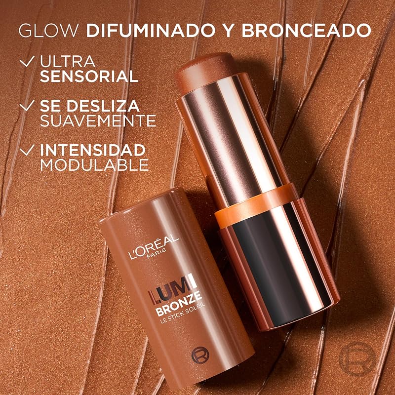 L'Oréal Paris Lumi Le Bronzer Stick Soleil Illuminating Bronzer Stick Construível e esfaçante, proporciona um brilho luminoso e banhado pelo sol