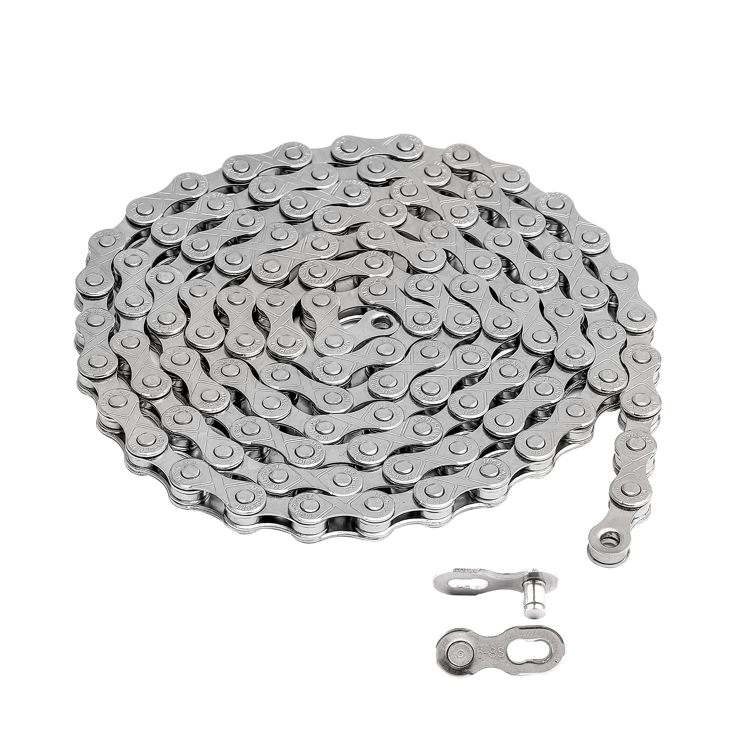 Hycline Bike Chain 6/7/8-Speed, 116 Links Bicycle Chain 1/2 x 3/32 Inch, Special Steel for Road Mountain Racing Cycling - Silver