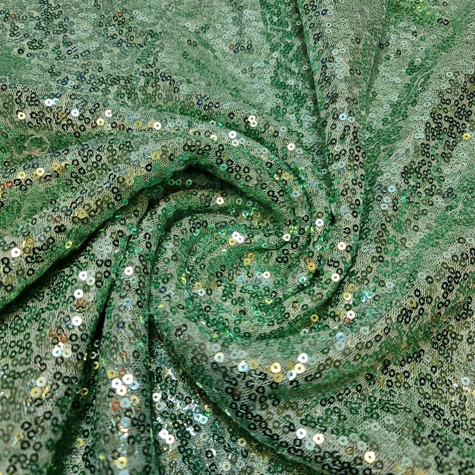 Sparkly Sequin Shiny Bling Decorations Dress Craft Fabric Material 58" Net with - 130cm Wide Sold As 1 Meter Pre - Cut Lengths (Available in 21 Colours) (Mint Green)