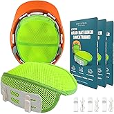 [HW GLOBAL] Hard Hat Sweatband Top Pad Integrated (3 Set) Clip-On Cooling Mesh Liner - Washable Safety Helmet Padding, Suspension Insert Sweat Bands, Replacement Construction Hardhats Accessories