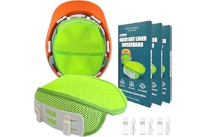 3 Pack HW GLOBAL Hard Hat Insert Sweatband Liner – Helmet Liners (Adjustable Clips) (Linen Cooling) (Extra Clips) (Quick Clip-On) – Reusable Washable Hardhat Sweatband Accessories Sweat Bands for Men