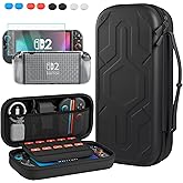 PAWDIARY Black Carrying Travel Bag for Nintendo Switch 2 Console&Accessories, Deluxe Switch 2 Bundle Kit with Soft TPU Switch 2 Protective Case Cover, HD Screen Protector & 8 Thumb Caps