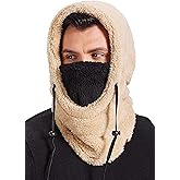 Purjoy Warm Fleece Balaclava Wind-Resistant Winter Face Mask,Soft Ski Mask for Women and Men,Face Cover Hat Cap Scarf