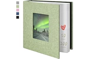 Yopih Photo Album 4x6 200 Pockets Photo Albums with Linen Cover Picture Albums for Family, Wedding, Baby, Photo Book Holds Vertical Pictures GrassGreen