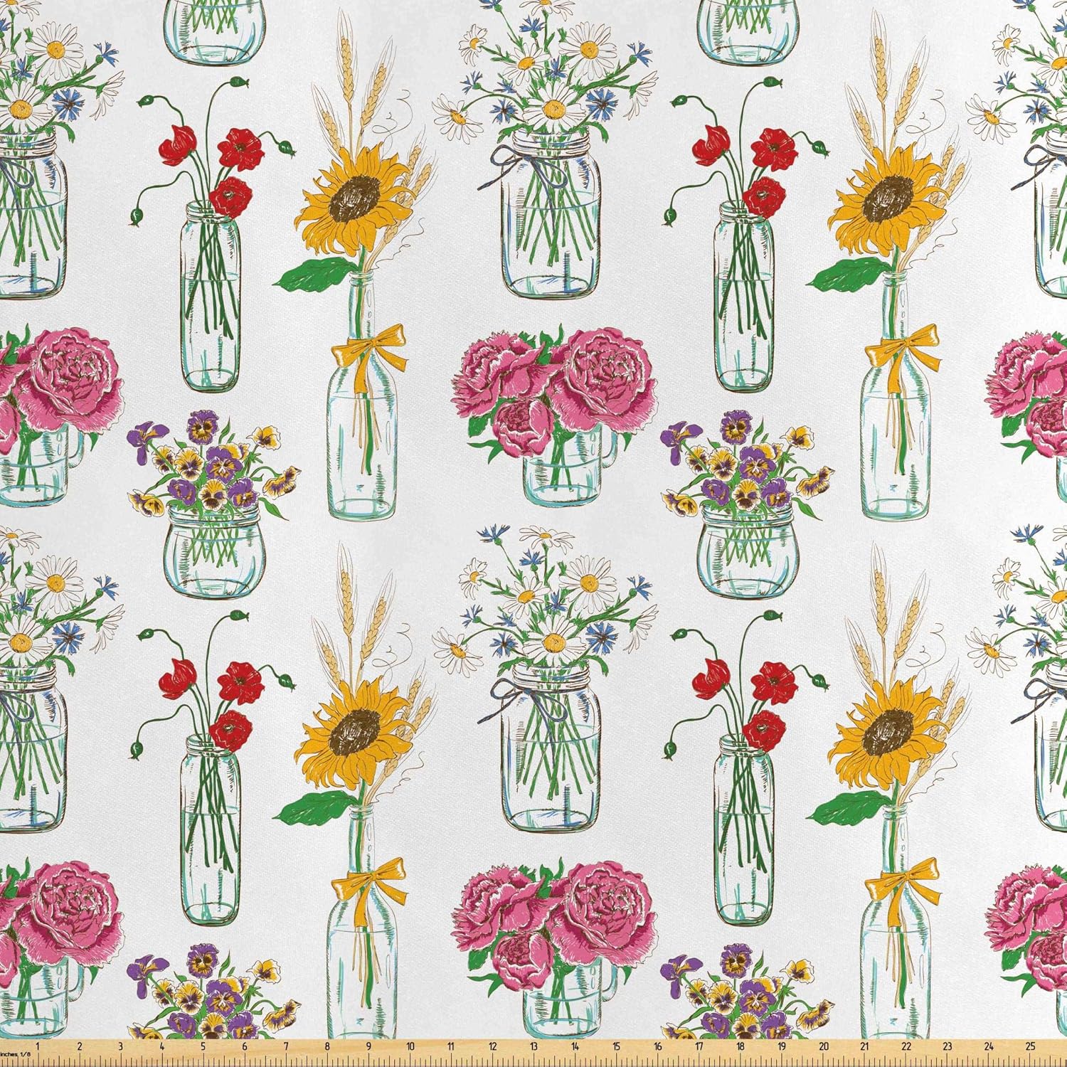 Amazon Com Lunarable Floral Fabric By The Yard Colorful