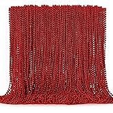 EOBOH 144PCS Bead Necklace, Red Christmas Bead Stuff Party Favors, 33" Necklaces Festival Parade Throw Accessories for Wedding Birthday Valentines Mardi Gras Christmas Celebrations Decorations