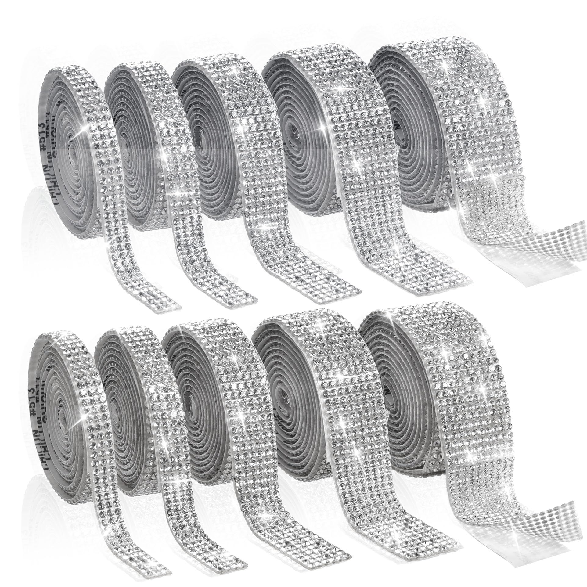 Photo 1 of 10 Rolls Rhinestone Ribbon Self Adhesive,10 Yard Silver Rhinestone Strips Self Adhesive, Bling Crystal Diamond Ribbon Roll Rhinestones Tape Sticker Wrap Glittering for Decoration Car DIY Arts Craft