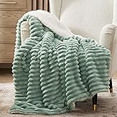 Bedsure Sherpa Throw Blanket for Couch - Super Soft, Cozy Fleece Thick Warm Blanket for Winter, GentleSoft Plush & Fluffy Christmas Throw Gift for Women, Room Decor, Sage Green, 50x60 Inches