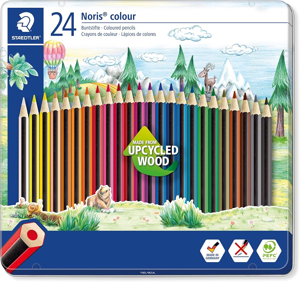 Staedtler Noris Colour 24 Pencils Tin Assorted Colours Hexagonal
