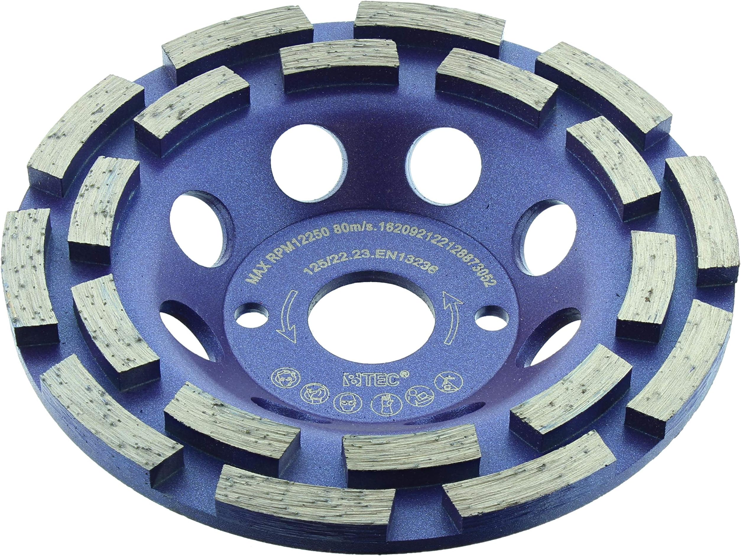 Universal diamond cup grinder Twin Speed, grinding disc, diameter: 125 mm, bore: 22.22 mm, suitable for concrete, natural stone granite, masonry, screed