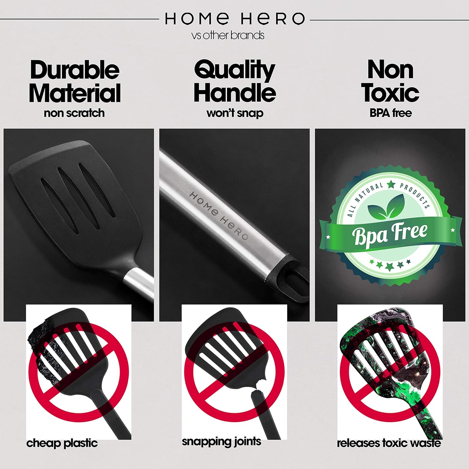 Home Hero 11 Silicone Cooking Utensils Kitchen Utensil Set - Stainless Steel Silicone Kitchen Utensils Set - Silicone Utensil Set Spatula Set - Silicone Utensils Cooking Utensil Set Salad Tongs: Kitchen & Dining