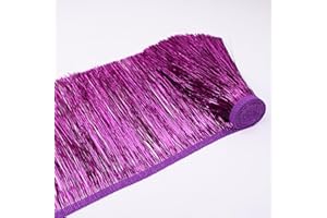 Tassel Trim Fringe Trim 8 Inch Wide 4.8 Yards Tinsel Sparkling Garland for Costumes, Dresses, Photo Booth Backdrop, Party Decor Purple AIETSYEI