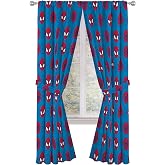Jay Franco Kids Window Drapes - 4 Piece Curtain Set Includes 2 Tiebacks, Beautiful Bedding Room D&eacute;cor and Easy Set Up, Blue - Super Hero Adventures, 84 Inch