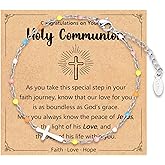 IKIATY Cross Bracelet for Girls, Easter Basket Stuffers for Teens Girls Baptism Confirmation First Communion Christian Easter Jewelry Gifts