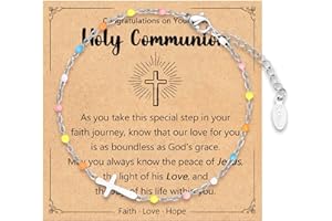 IKIATY Cross Bracelet for Girls, Easter Basket Stuffers for Teens Girls Baptism Confirmation First Communion Christian Easter Jewelry Gifts