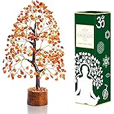 Crocon Carnelian Chakra Tree of Life - Crystal for Positive Energy, Handmade Gemstone Feng Shui Decor, Good Luck Money Tree Bonsai - Orange Healing Crystals for Sacral Chakra, Prosperity Gift