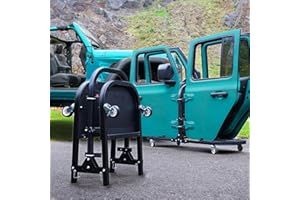 EZTRUNK EZ4x4 Aluminum Black 4 Door Folding Rolling Door Cart, Storage Door Rack Holder Stand fits Jeep® Wrangler JL JLU JK JKU TJ YJ and Gladiator JT