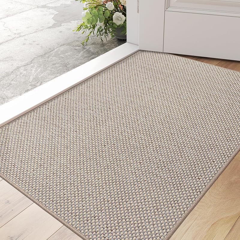 DEXI Indoor Door Mat 60x90 cm Non Slip Rubber Backing Beige